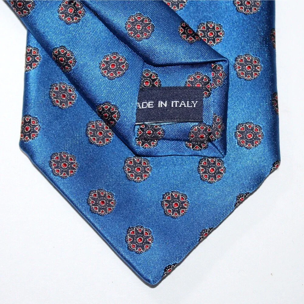 Geoff Nicholson Necktie blue gold 100% silk Italy